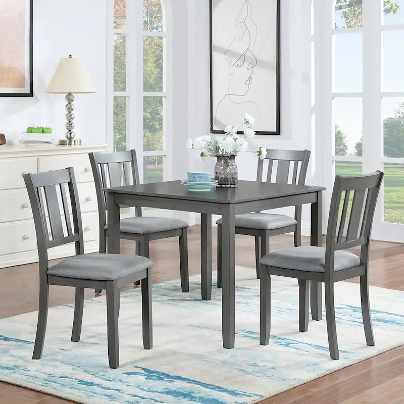 Modern Square Wood Dining Table for 4