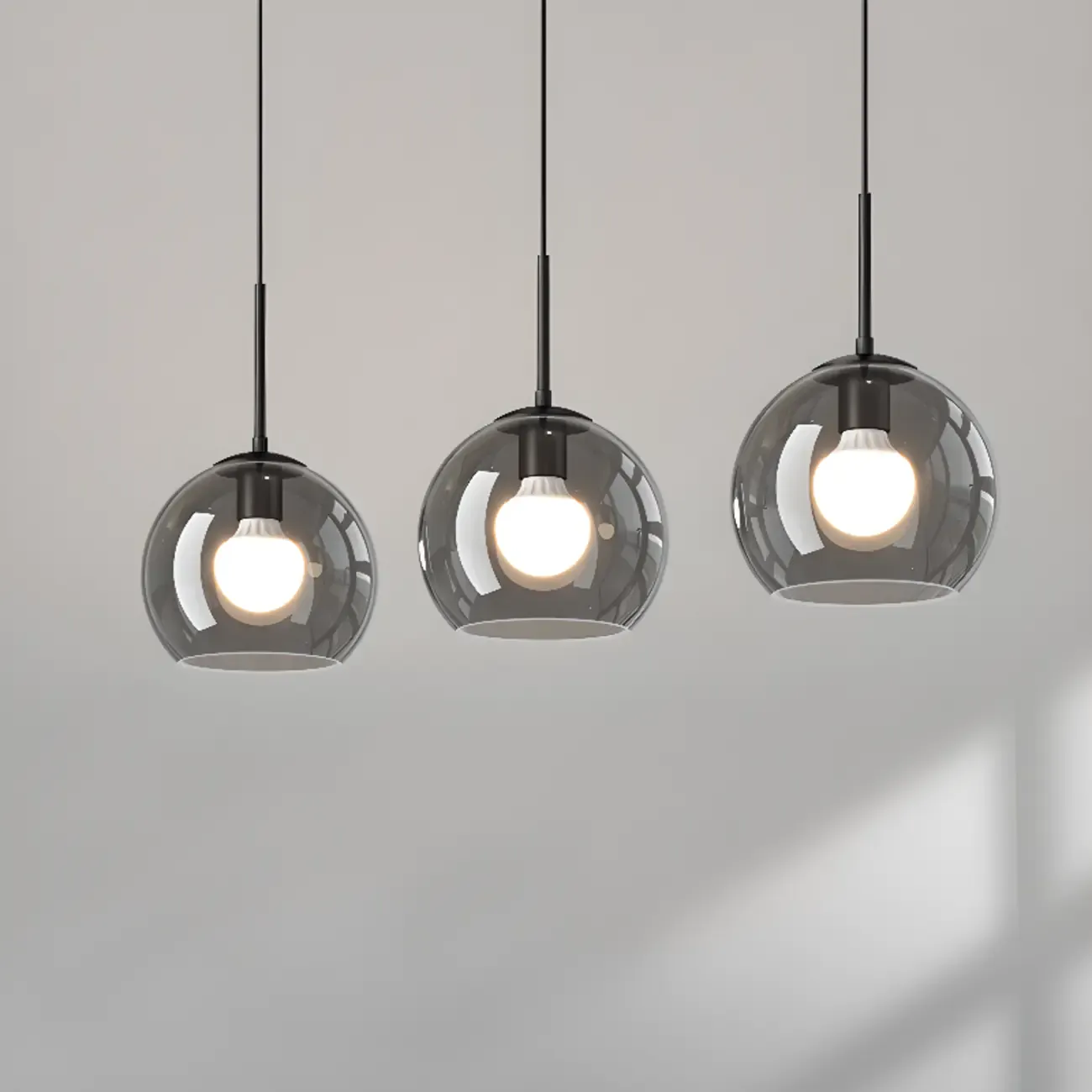 Modern 3-Light Glass Kitchen Pendant Light Adjustable Height