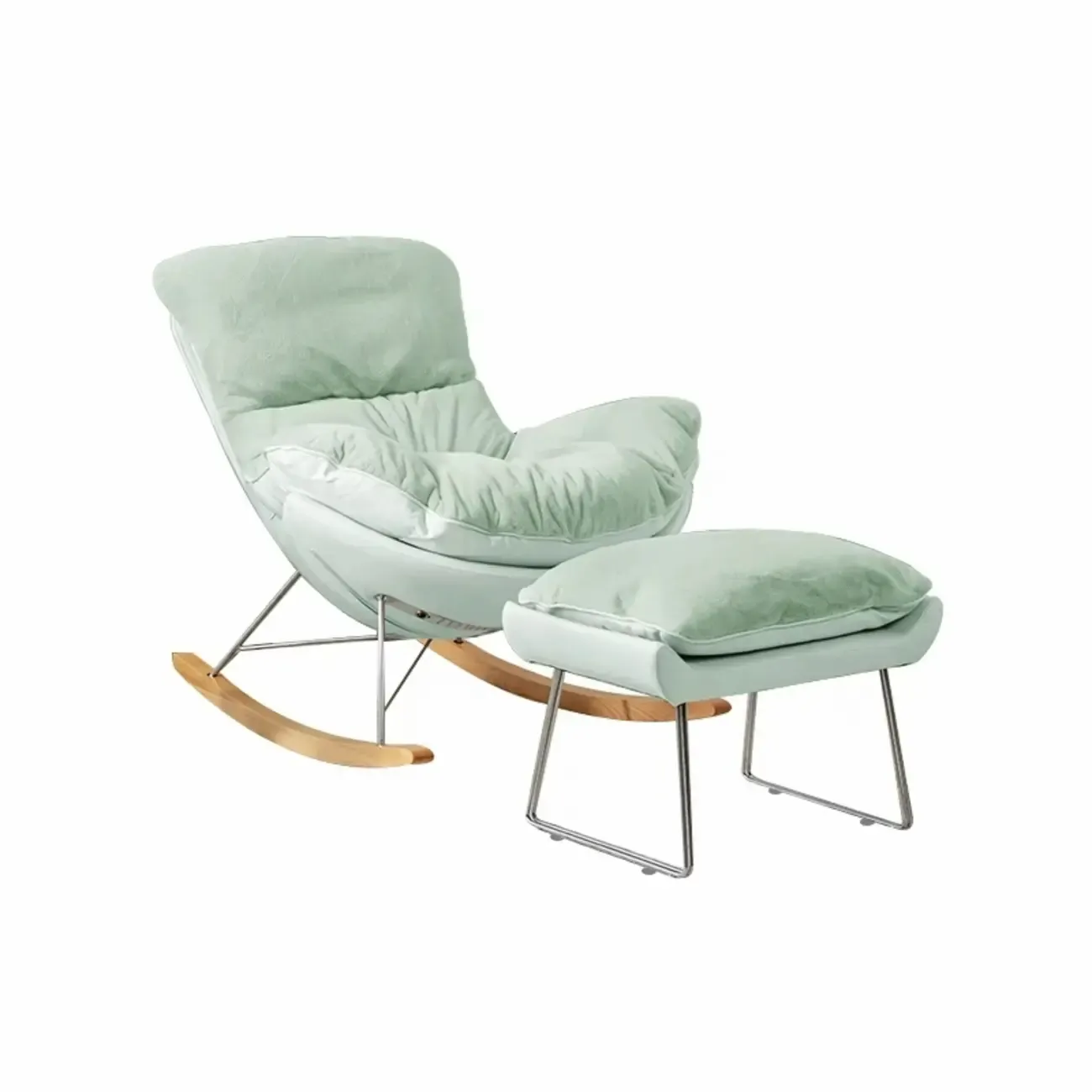 Modern Flannel Upholstered Armless Rocking Chair with Ottoman