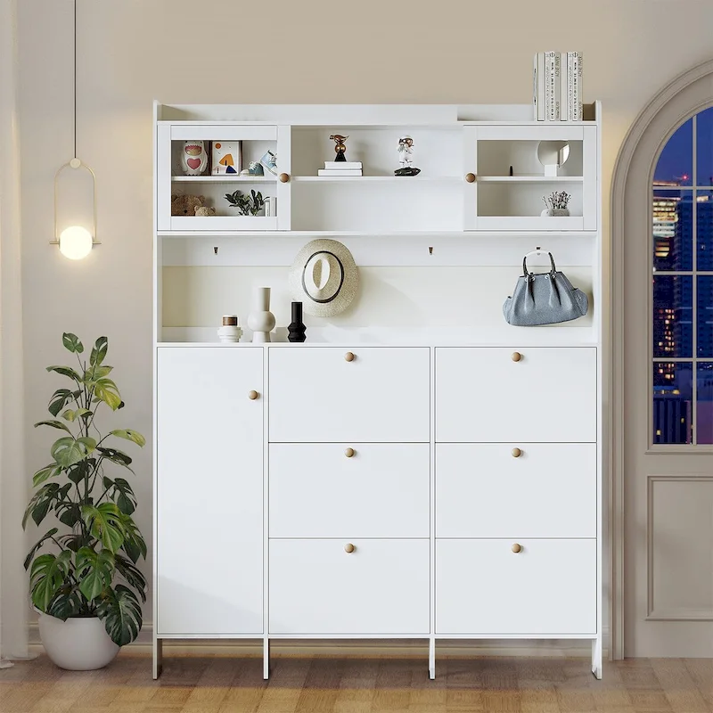 Classic Multifunctional Freestanding Tall Shoe Storage Cabinet