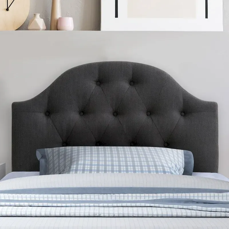 CorLiving Calera Diamond Tufted Fabric Arched Panel Headboard - Twin
