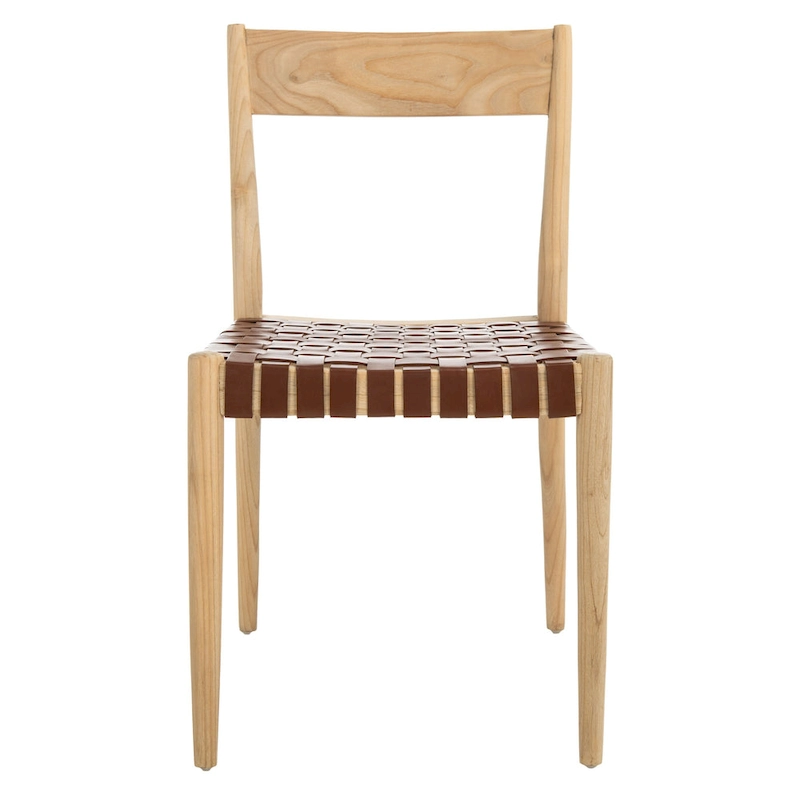 SAFAVIEH Myrle Leather Dining Room Chair (Set of 2) - 18.5 W x 20 L x 31.5 H - 19Wx20Dx32H