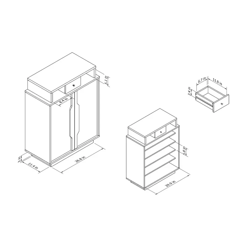 Espresso 5-Shelf Shoe Cabinet with Drawer