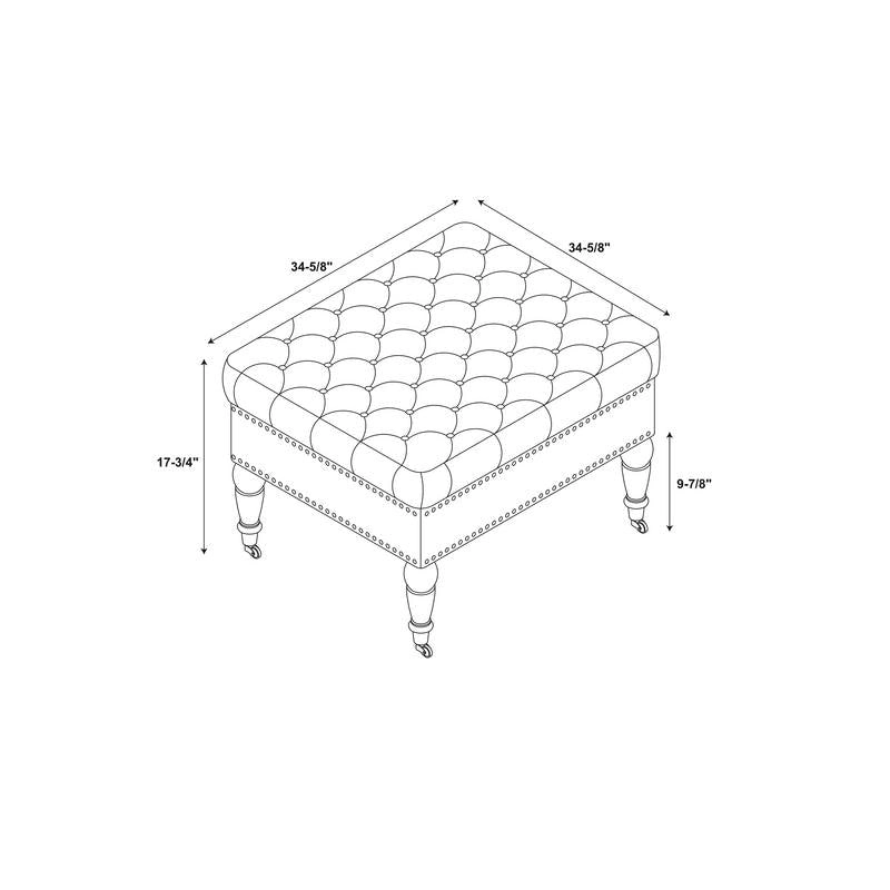 Abigal Grey Velvet Square Tufted Ottoman