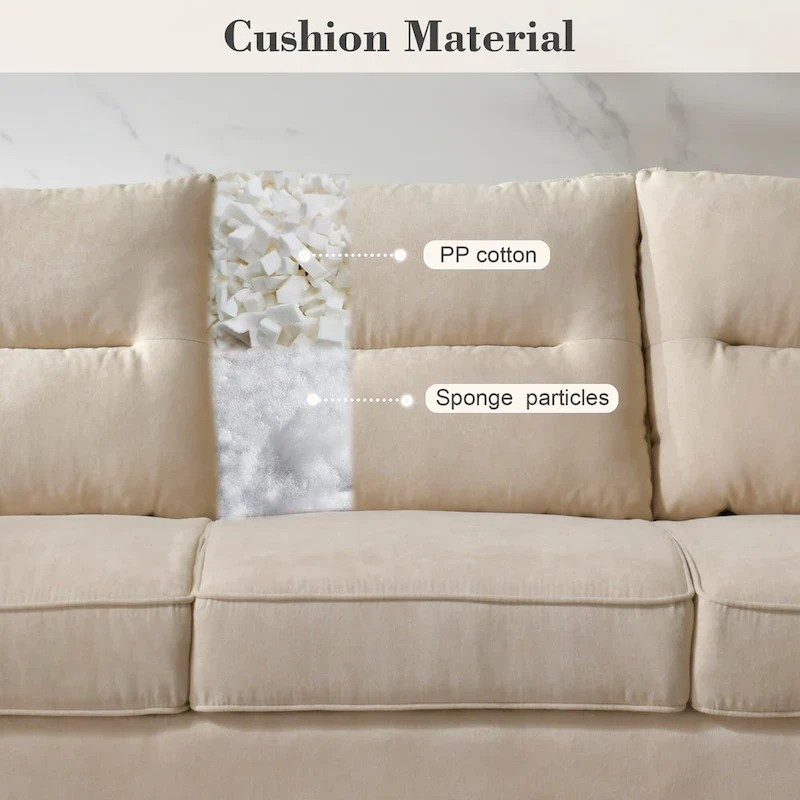 Brown Faux Leather 3-Seater Sofa with Wood Legs