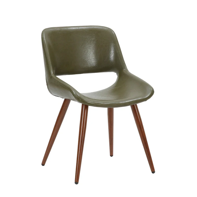 Langa Faux Leather Mid-Century Dining Chair with Metal Legs