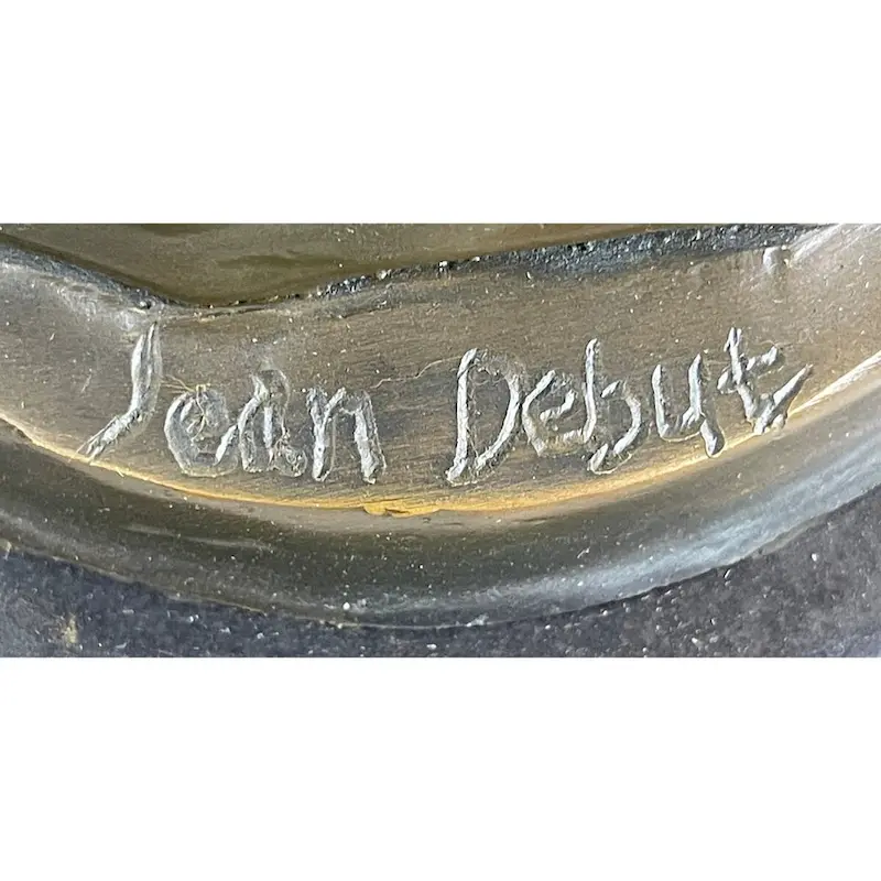 Signed Jean Debut Sculpture Of A Romantic Couple Angel Bronze Statue 13 Inches X 6 Inches