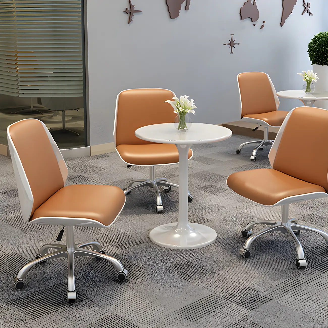 Modern Leather Upholstered Swivel Office Chair