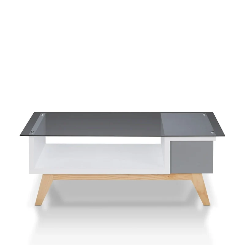 Modern Style 47-Inch Glass-Top Single-Tier Coffee Table