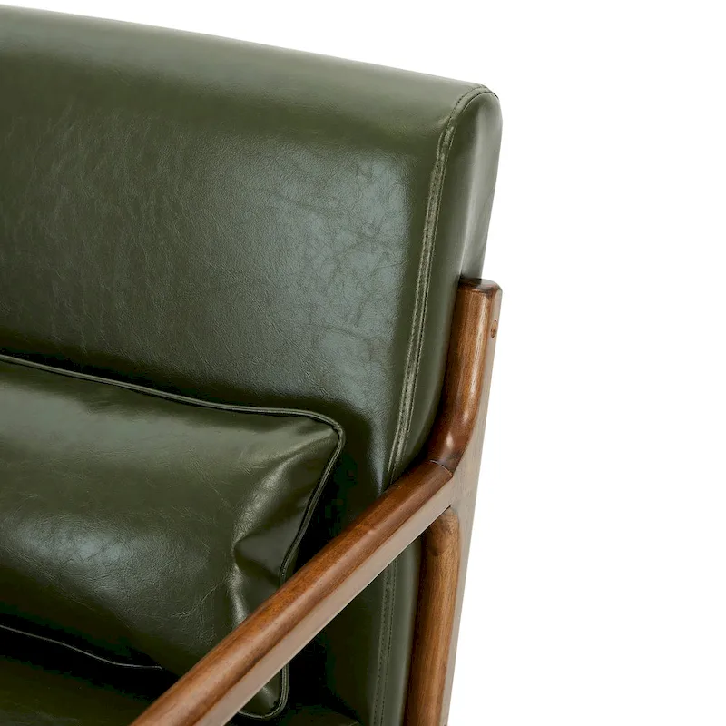 Glitzhome Set of 2 30.75H Mid-Century Modern PU Leather Accent Chairs with Cushion - 25.75W x 33.75D x 30.75H