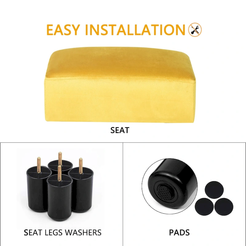 Adeco Faux Leather Ottoman Foot Rest Stool Square Padded Seat Ottoman