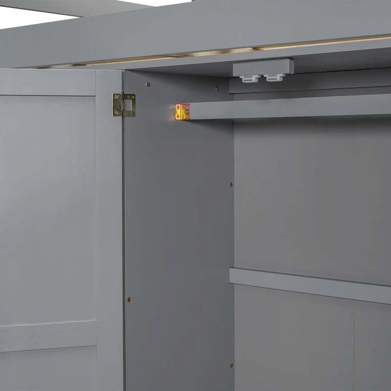 Full Solid Wood Loft Bed with Wardrobe & Desk