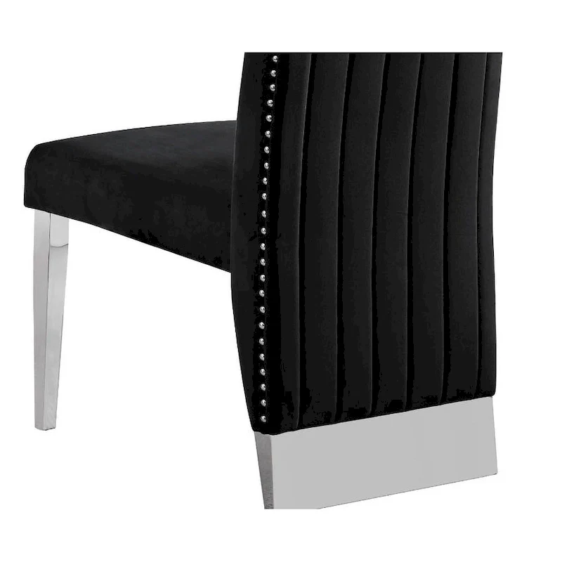 Best Quality Furniture Dining Chair includes Pleated Back, Nailhead-Trimmed, Chrome-Legged Chair (Set of 2)