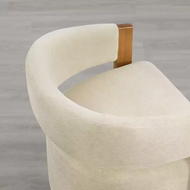 Spruce&Spring Upholstered Dining Chair with Wood Armrests & Hidden Wheels