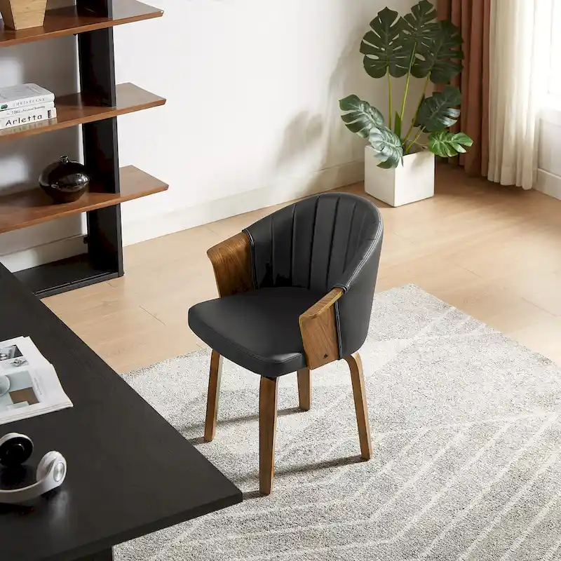 Bentwood and PU Swivel Dining Chairs (Set of 2)