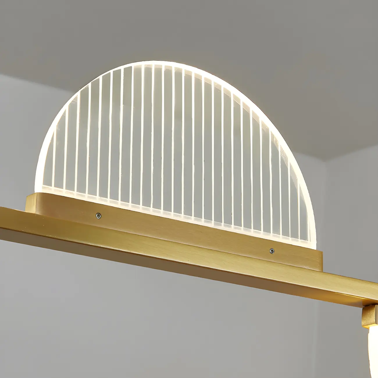 Modern Brass Semicircle Island Pendant Light
