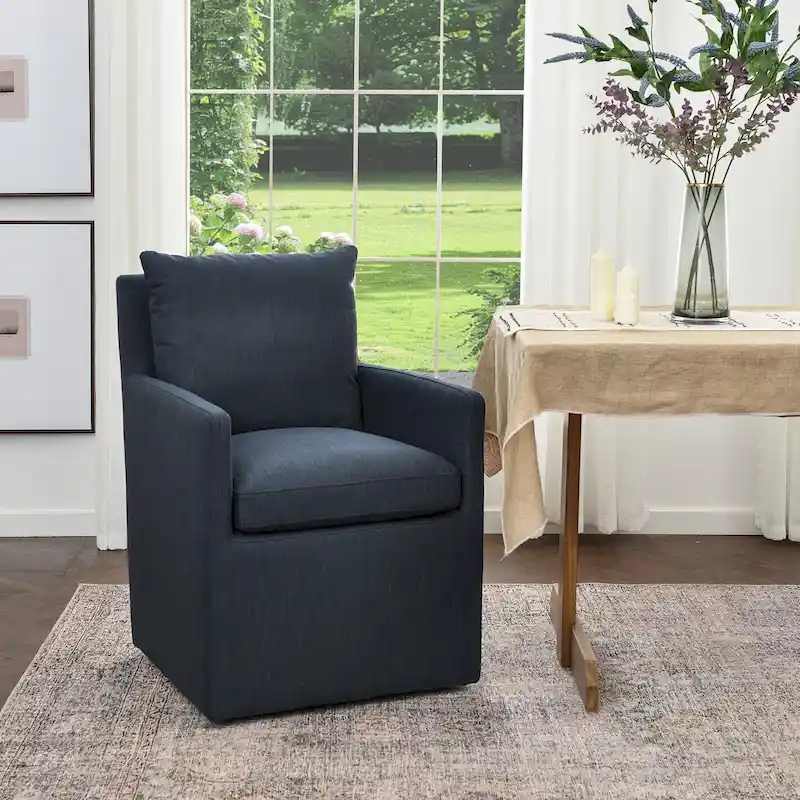 KINWELL 25 Performance Fabric Upholstered Rolling Dining Armchair