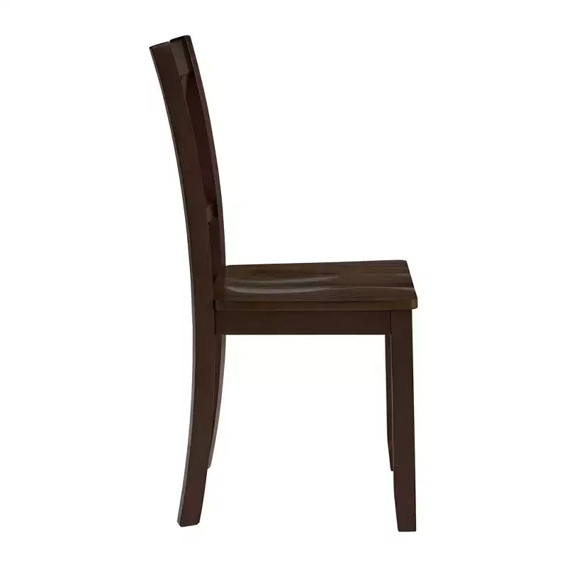ROME + OAK X-Back Farmhouse Wooden Kitchen Dining Chair in Dark Brown, Set of 4