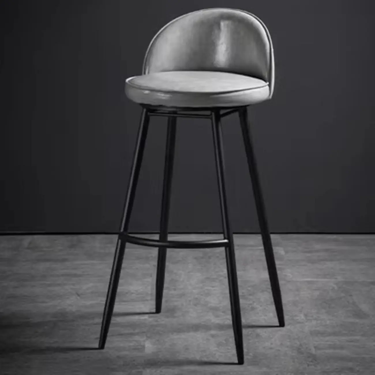 Industrial Counter Height Leather Swivel Bar Stools