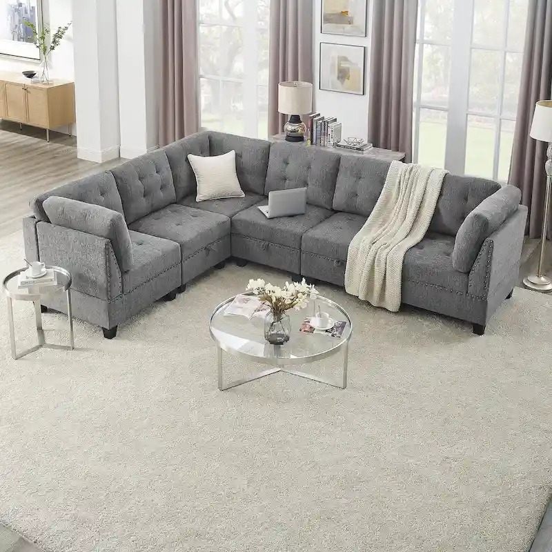 DIY Combination Modular Sectional Sofa, Gray
