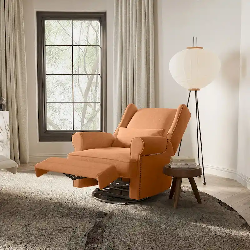 Swivel Recliner Chair with Extra Large Footrest, Grey