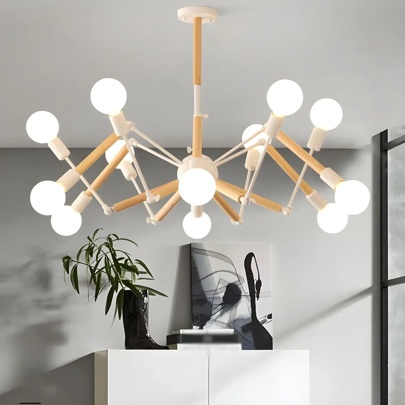 Modern Multi-Light Metal Adjustable Downrod Sputnik Chandelier
