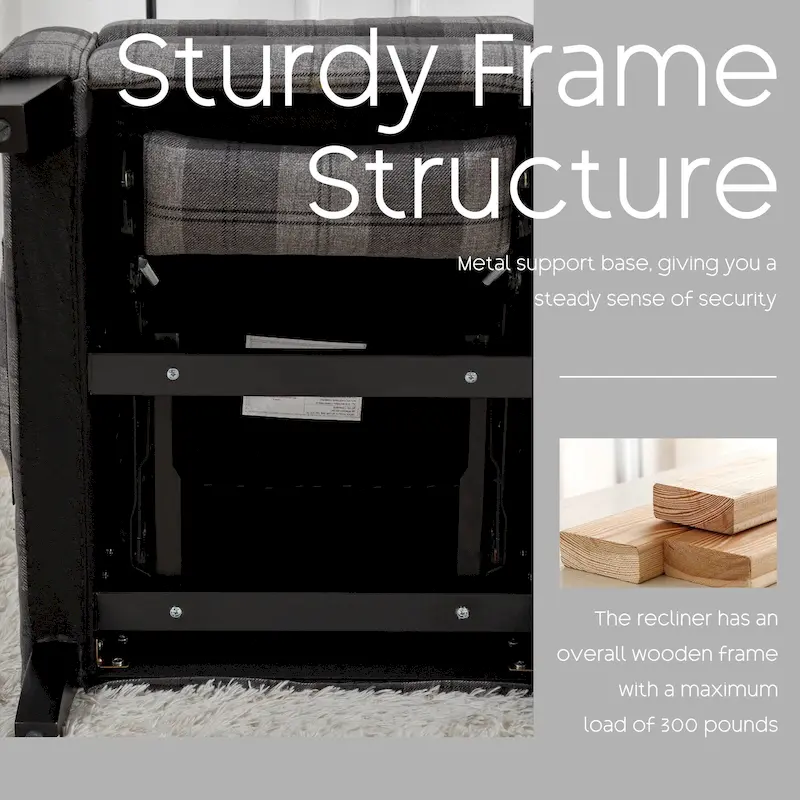 HOMYKA Polyested Upholstered Pushback Recliner Accent Chair Wingback Armchair