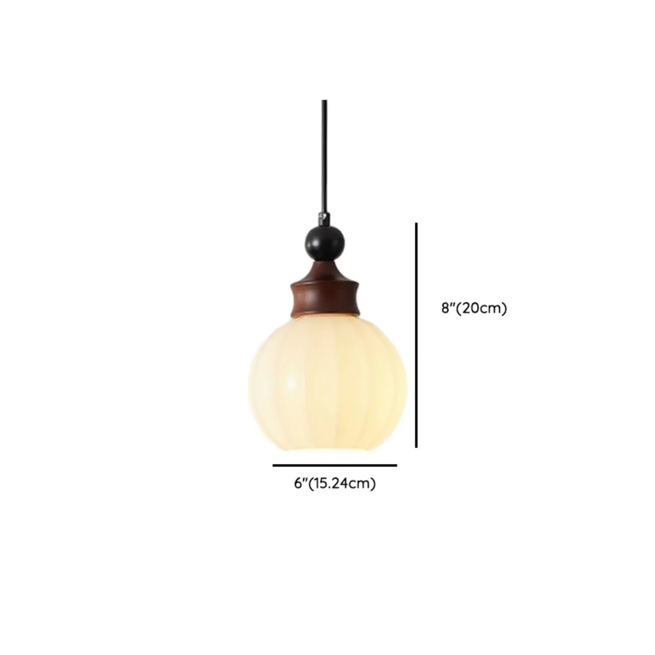 Dimmable Beige Wood Glass Globe Pendant Light