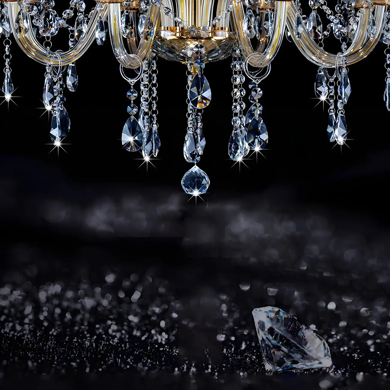Mid-Century Luxurious Crystal Candelabra Chandelier