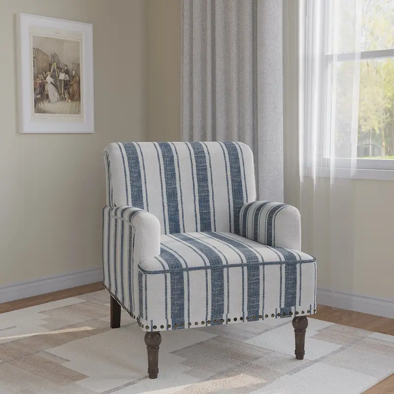Traditional Upholstered Stripe Accent Chair Modern Armchair