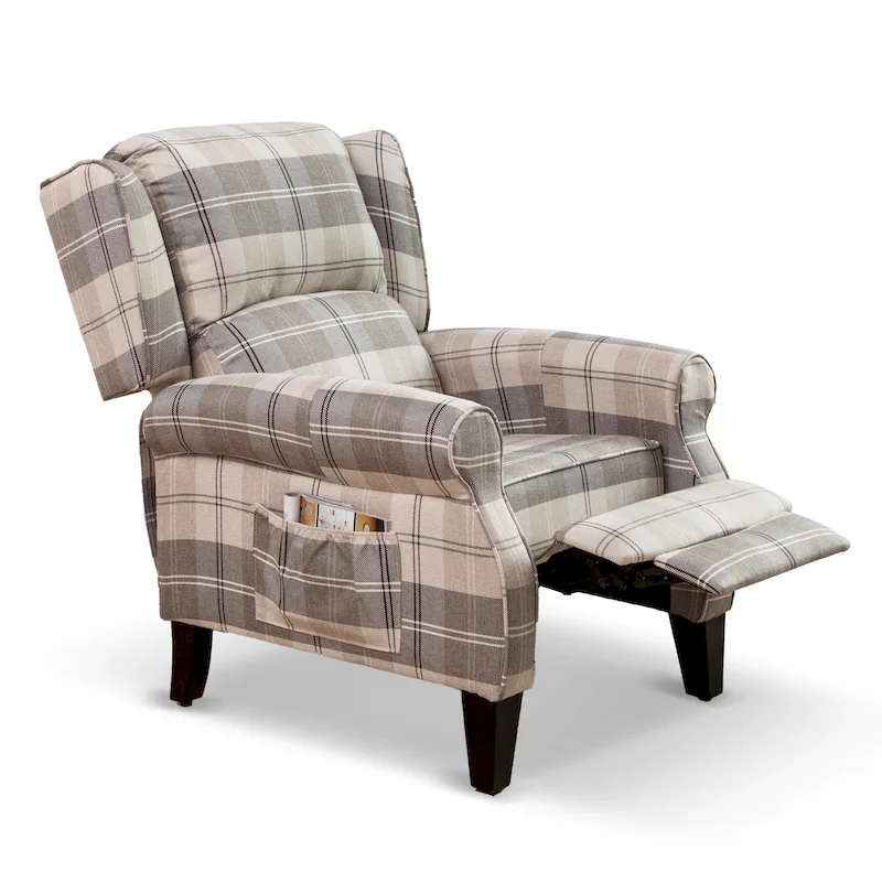 HOMYKA Polyested Upholstered Pushback Recliner Accent Chair Wingback Armchair