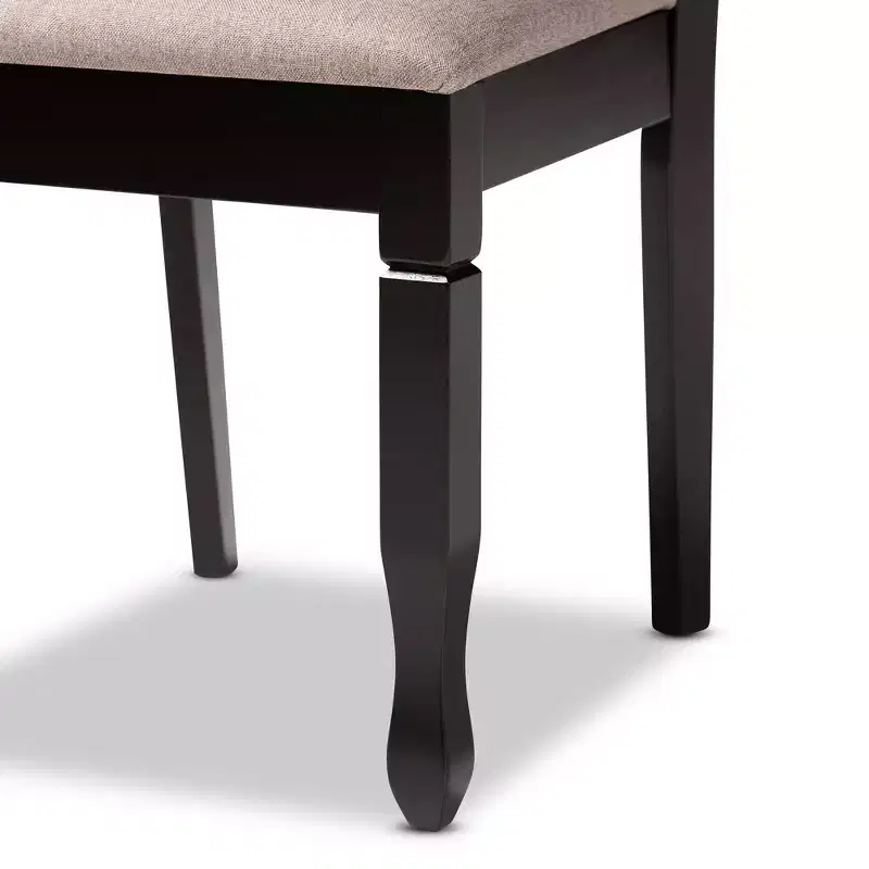 Set of 2 Lanier Fabric Upholstered Wood Dining Chairs Sand/Dark Brown - Baxton Studio