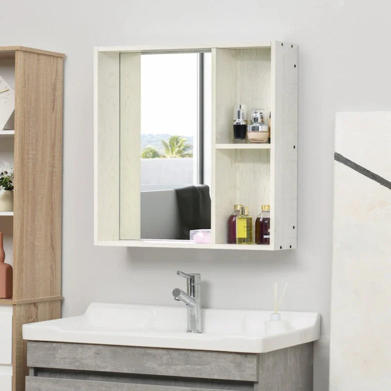 31.5 x 25.5 Bathroom Medicine Cabinet with Mirror, Storage Shelf,White