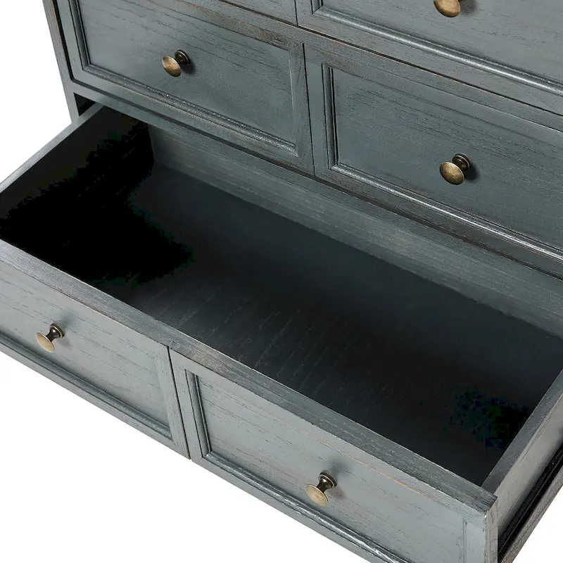 Farmhouse 30Tall Distressed 3-Drawer Nightstand With Solid Wood Legs and Adjustable Feet