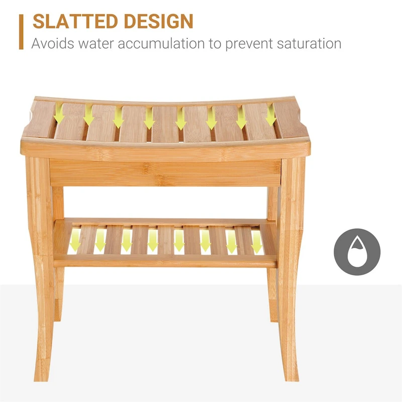 Long Bamboo Shower Bench Seat
