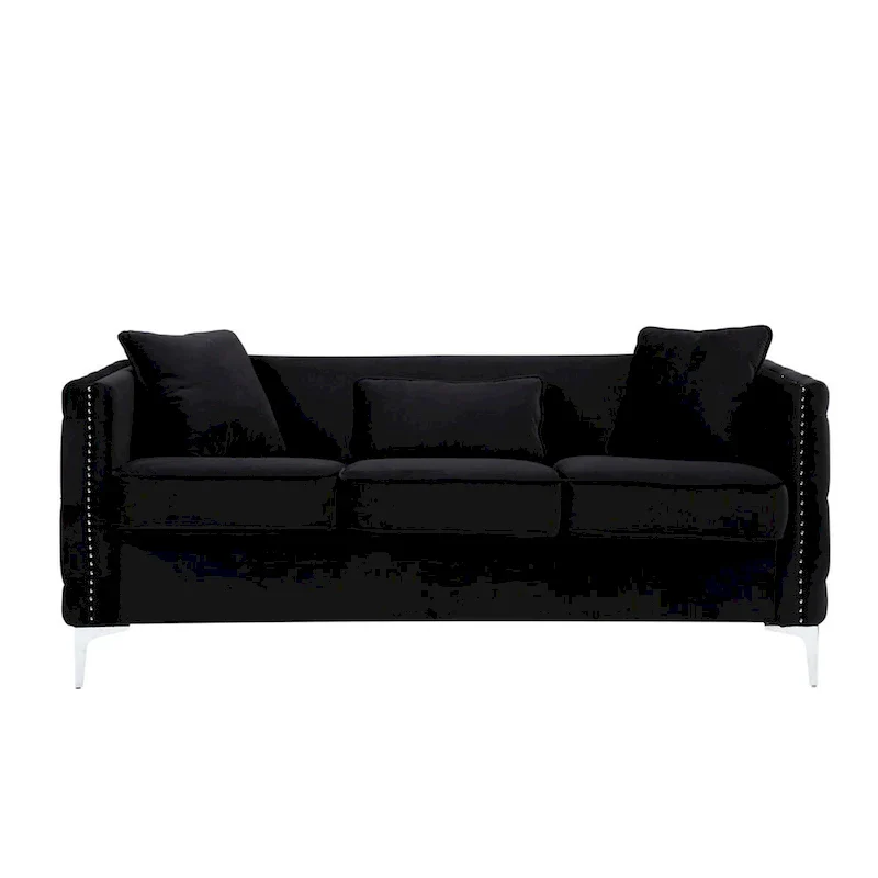 Velvet Living Room Set in Black