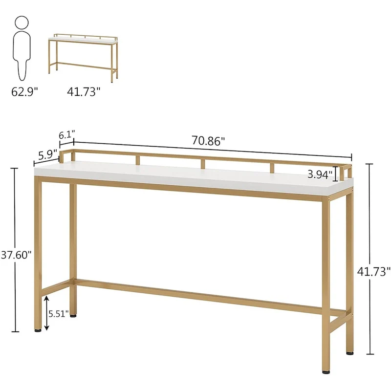 Console Table Behind Sofa Couch, 70.9 inch Long Narrow Entry Table