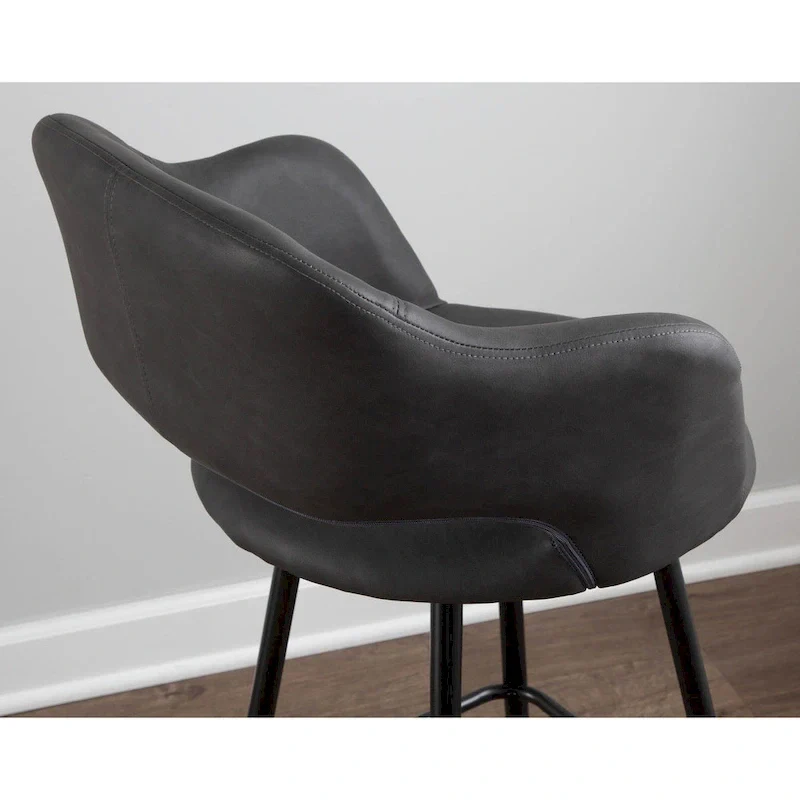 Faux Leather Bar Stools (Set of 2) - N/A