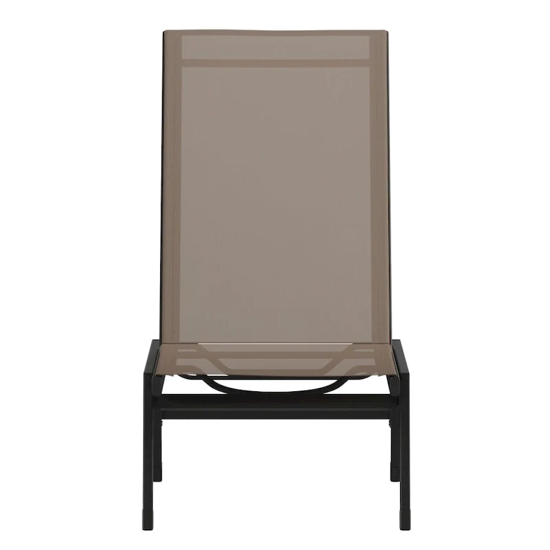 Set of 2 All-Weather Textilene Adjustable Chaise Lounge Chairs with Arms