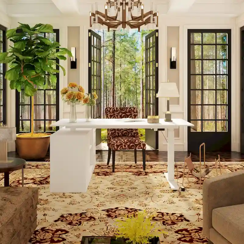 : 63 Standing Desk Electric Lift Computer Desk White