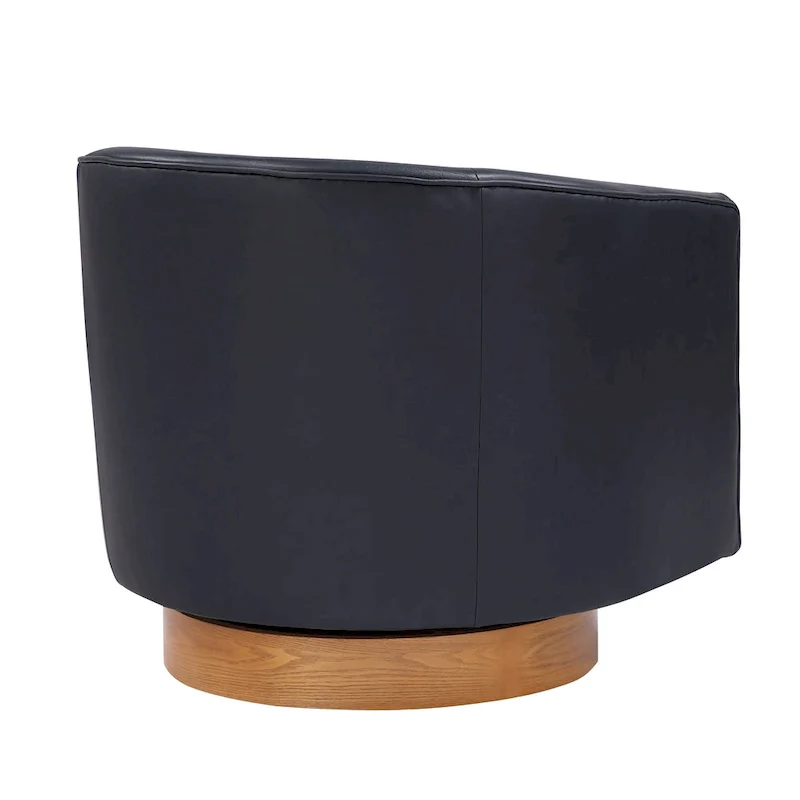 Ingram Faux Leather Wood Base Barrel Swivel Chair by Greyson Living