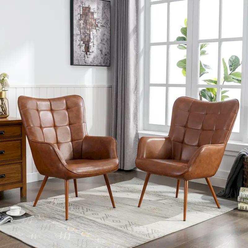 Set of 2 Modern Accent Chair Wingback Armchair