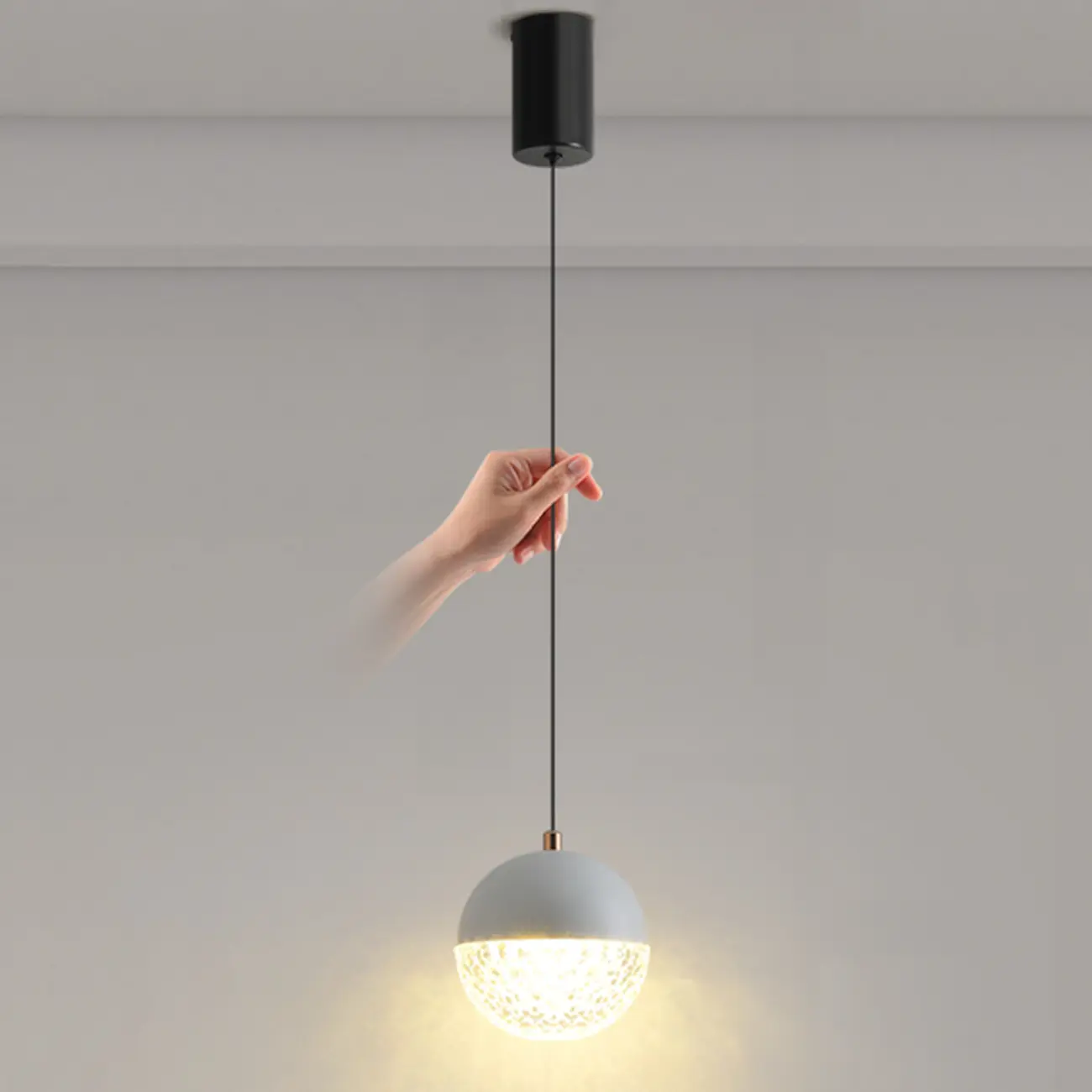 Modern Rose Gold Clear Globe Liftable Pendant Light