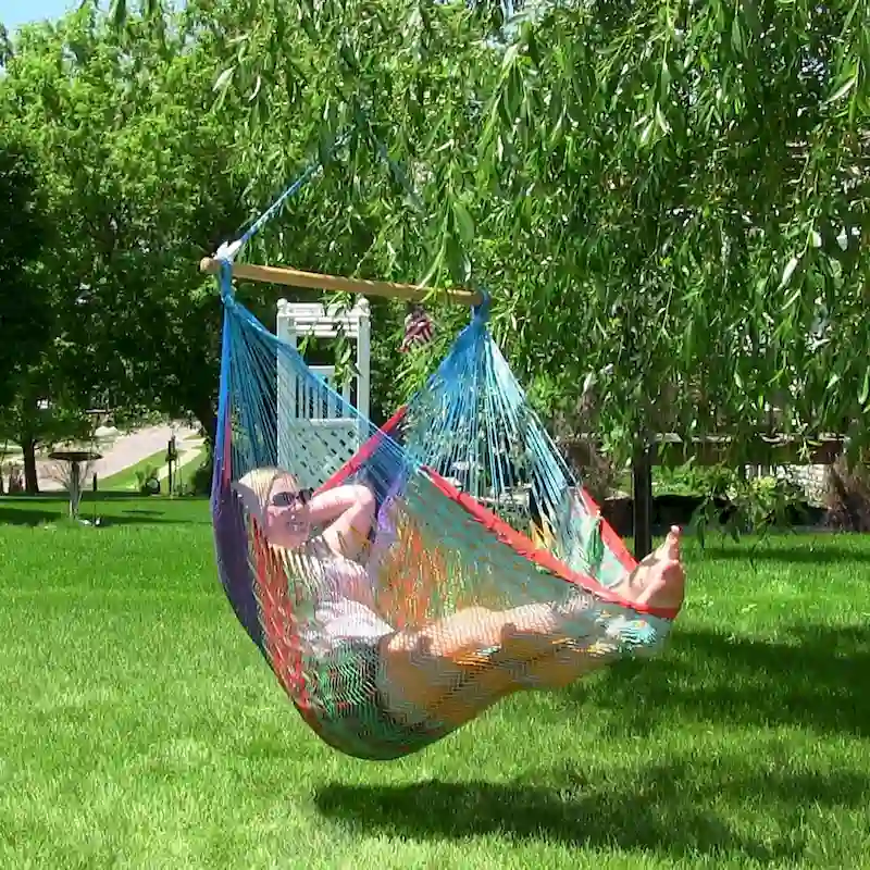 Sunnydaze Mayan Hammock Chair with Wood Spreader Bar & Hammock Stand