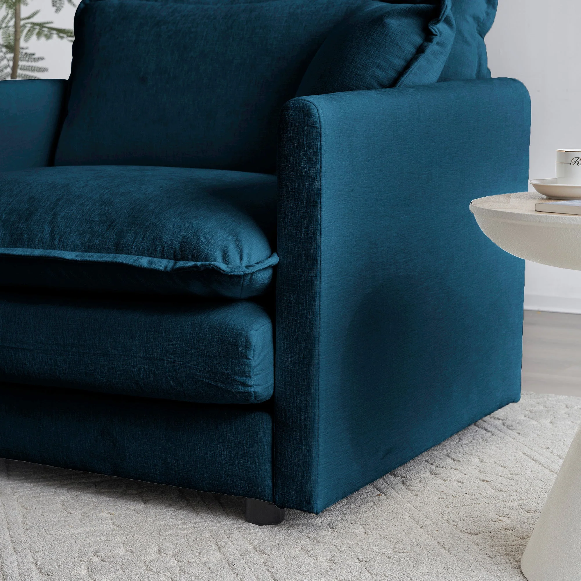 Walker Edison | Modern Chenille Cloud Loveseat Sofa Blue