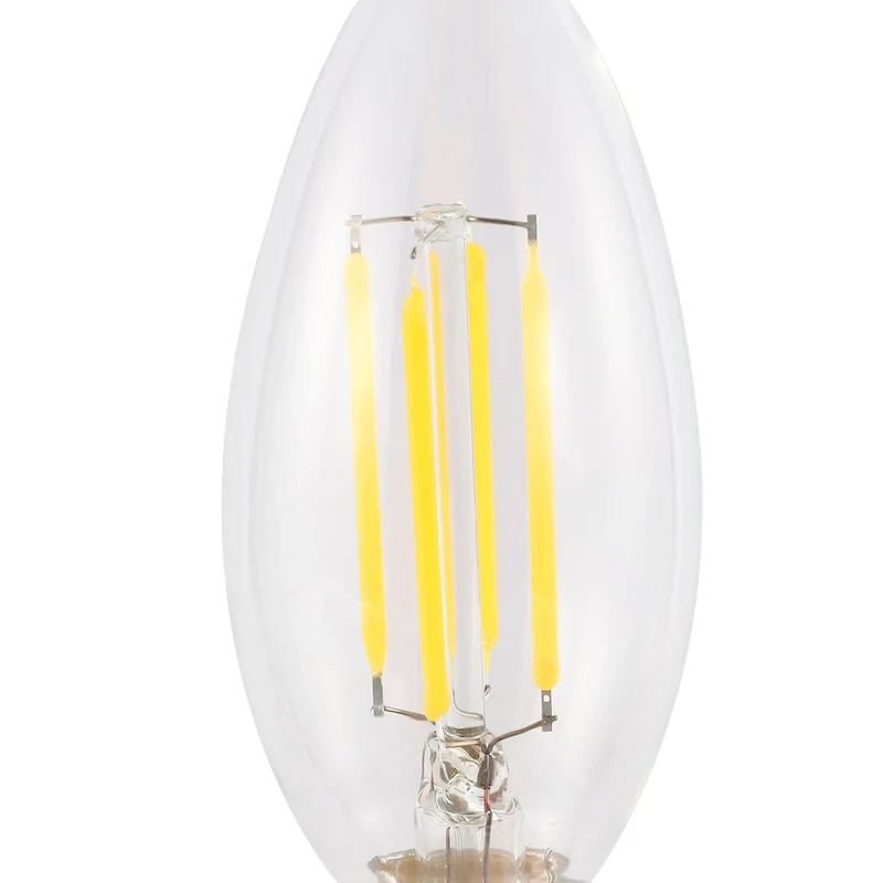 Classic Non-Dimmable C35-4W LED Edison Glass Bulbs with E12 Base, 80+ CRI, Warm White 2700K, Clear (Pack of 6) by JONATHAN Y