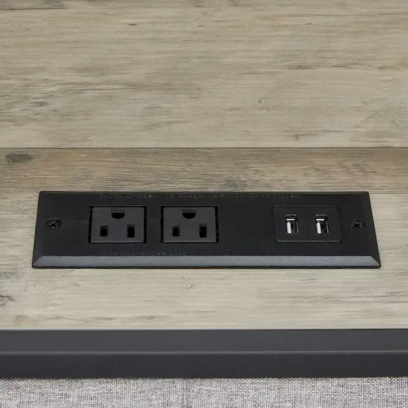 Grey & Queen Bed with Charging Station