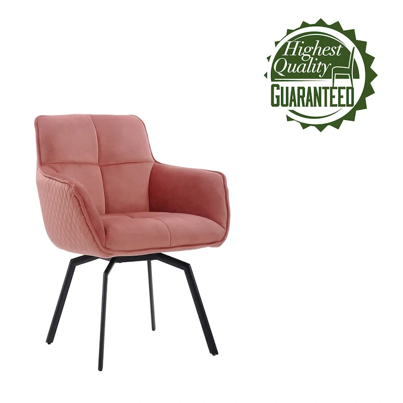 Swivel Velvet Accent Chair with Metal Legs