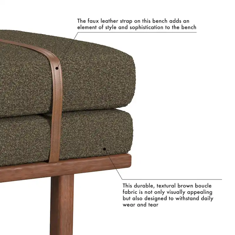 HomePop upholstered Bench with Wood Base