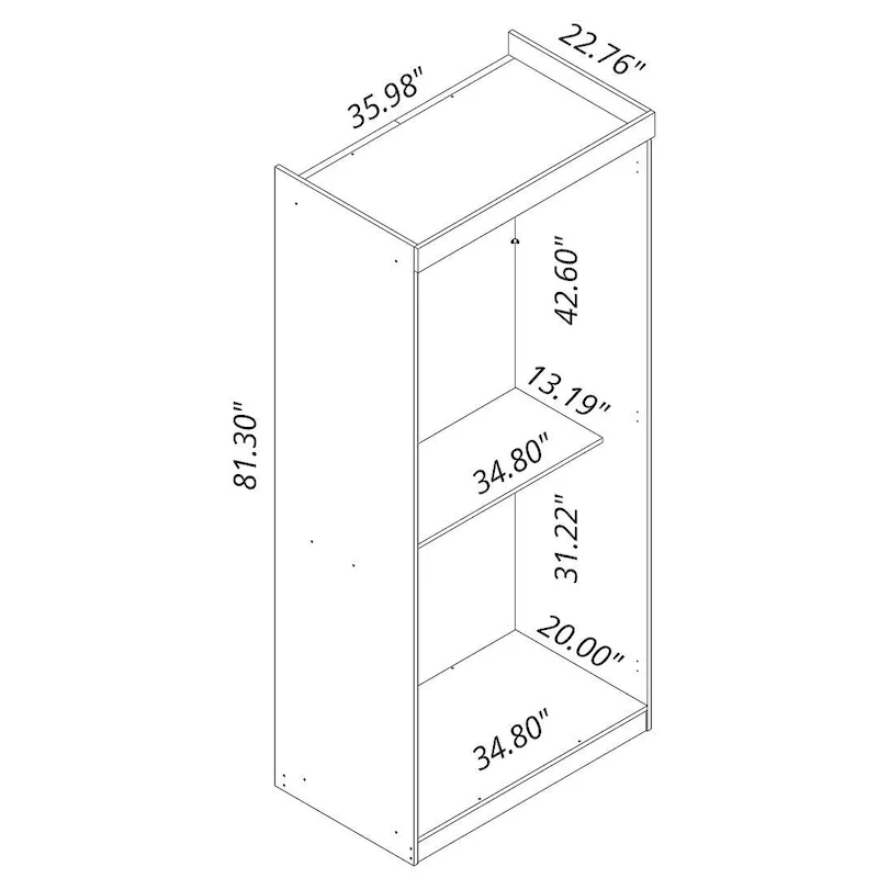 35.9 Open Double Hanging Modern Wardrobe Closet with 2 Hanging Rods